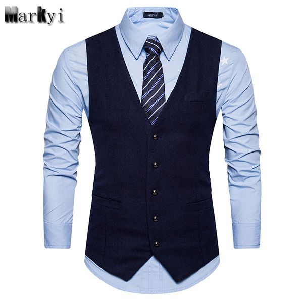 

men's vests markyi 2021 arrival men vest business slim fit eu size england style sleeveless casual dress good quality, Black;white