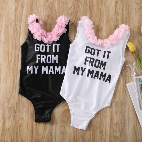 GOT IT FROM MY MAMA Bedruckte Badebekleidung für Kleinkinder, Kinder, Babys, Mädchen, rückenfreier Badeanzug-Bikini mit Blumenmuster