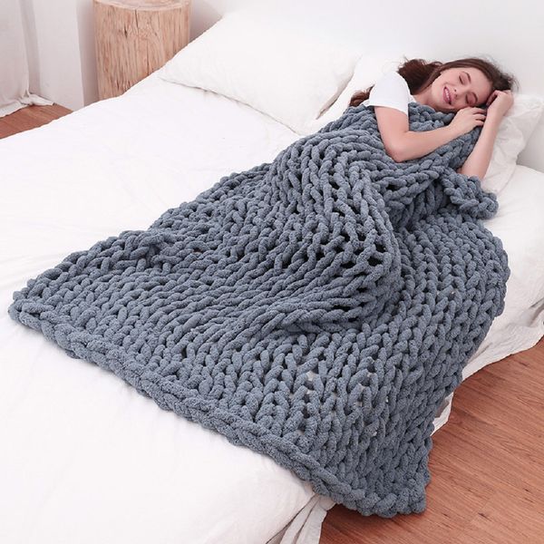 

large chenille hand woven blankets soft and comfortable for bed couch sofa winter soft warm throw knit blanket