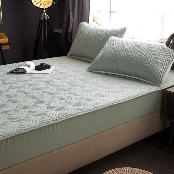 

bed cover 100%cotton fabric quilted mattress protector thicken king er for anti-mite twin pad