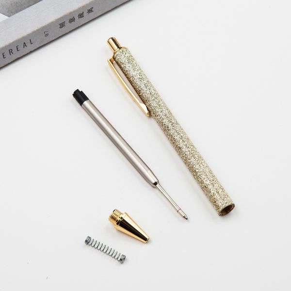 

10 pcs new flash crystal pen metal pendant ballpoint pen bullet 1.0mm stationery office & school pen ballpen ink black, Blue;orange