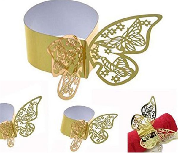 Butterfly Hollow Nabines Rings 3d Papel Fuckle para o casamento de chá de chá de chá de bebê Decoração de mesa de restaurante