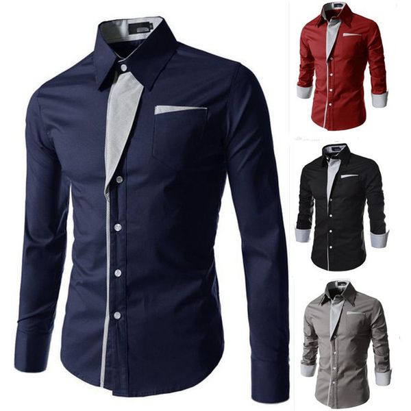 

mens casual shirts slim fit shirt long sleeve formal blouse fashion british style gentleman male, White;black