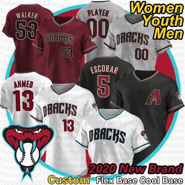 

2020 arizona custom diamondbacks jerseys ketel marte 5 eduardo escobar nick ahmed christian walker david peralta carson kelly new brand, Blue;black