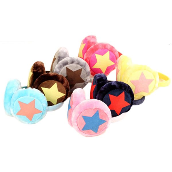 

fashion new girls boys winter cute cartoon plush earmuffs kids ear cap warm star shape ear muffs 6 colors, Blue;gray
