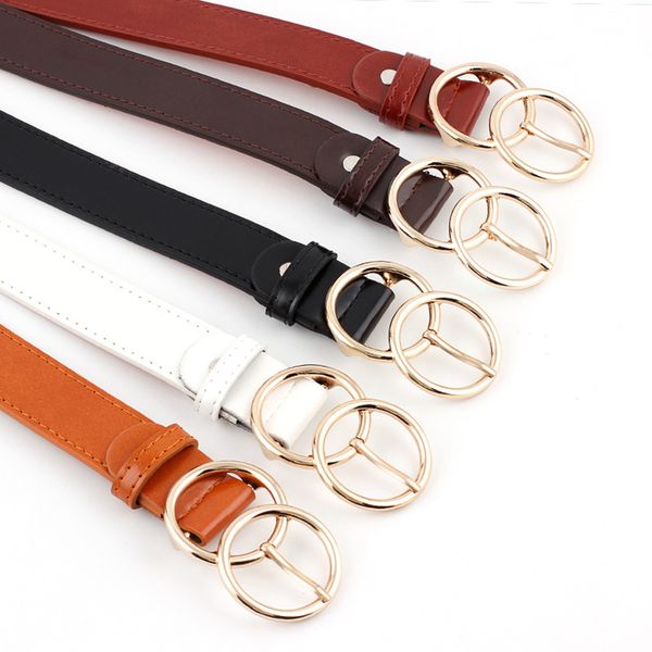 

110cm double ring belt pin buckle microfiber jeans belts camel long imitation leather solid color casual adjustable men women, Black;brown
