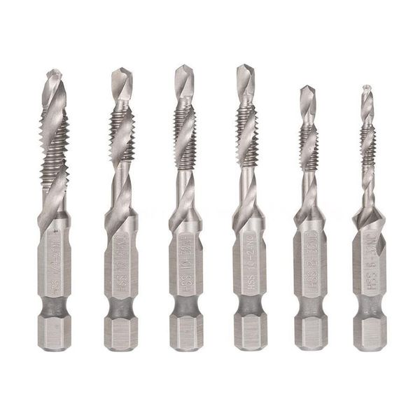 

6pcs hss drill tap countersink combination deburr bits set with 1/4inch hex shank