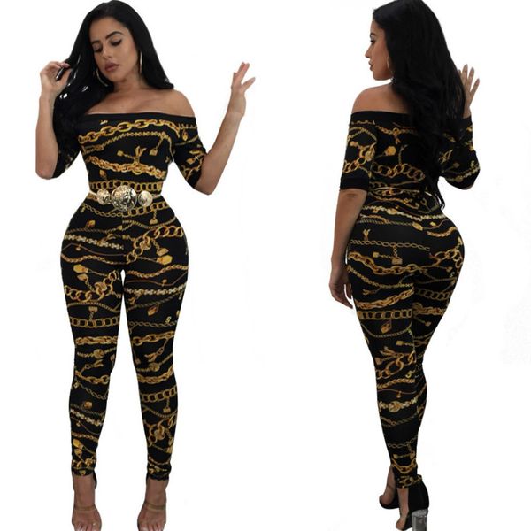

womens jumpsuits summer printing one-shoulder jumpsuit womens designer tight-fitting rompers 2020 new womens clothes, Black;white