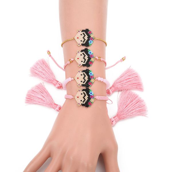 

регулируемые braceletsbangles pretty girl face chain мода браслет ювелирные изделия для женщин розовый ручной rope браслет с кисточкой, Golden;silver