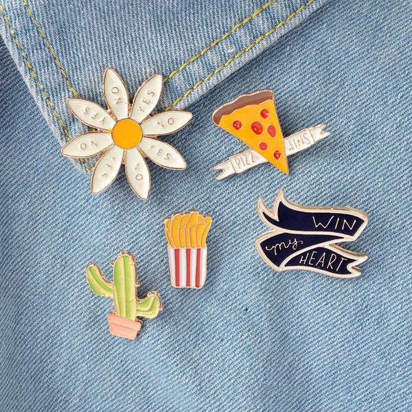 

симпатичный мультфильм завод цветок кактуса металл kawaii эмаль pin badge кнопки брошь рубашка denim jacket сумка декоративные броши для жен, Gray