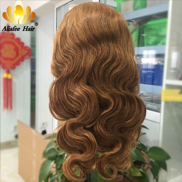 

aliafee body wave ombre colored ginger orange malaysia remy hair blonde wig 13x4 человеческие волосы парики 150% предварительно сорванные с, Black;brown