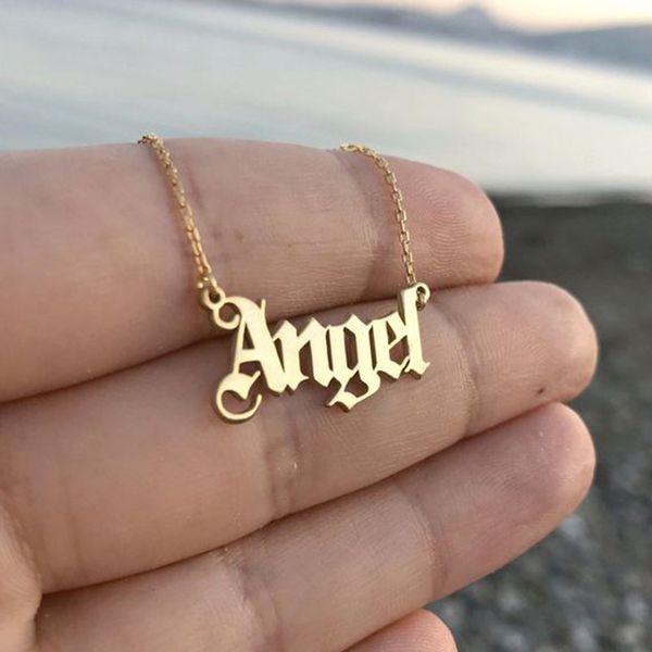 

fashion baby girls necklace angel english necklace letter pendants stainless steel mom lovers girlfriend jewelry, Silver