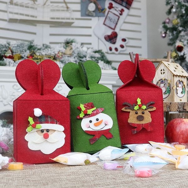 

merry christmas non-woven silent night apple box holder candy gift packaging bag storage pouch xmas decoration ing
