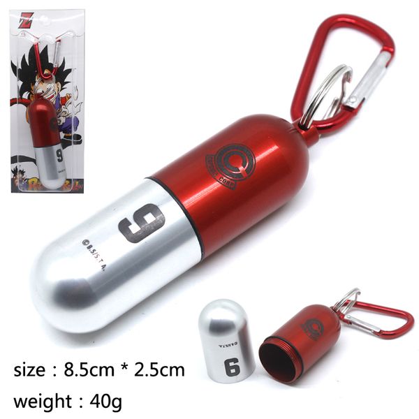 

anime ball z keychain bulma portable medicine container aluminum case metal waterproof box pendant keyring, Silver