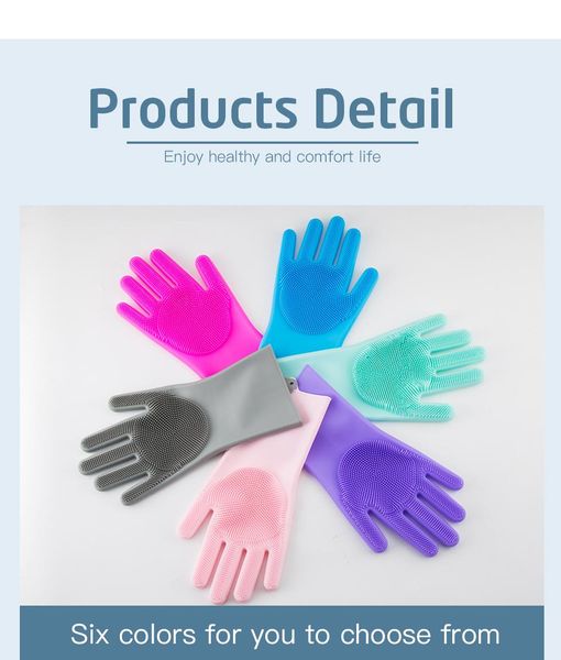 

1pair kitchen gloves silicone household cleaning gloves magic silicone dish washing glove for kitchen cleaning tool