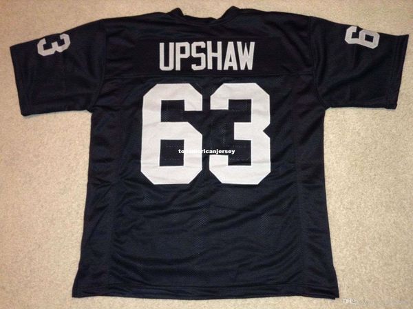 

retro custom sewn stitched #63 gene upshaw black mitchell & ness jersey s-5xl,6xl men's football jerseys rugby, Black;blue
