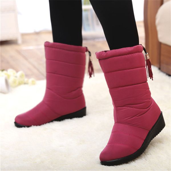 

ankle boots women shoes 2019 solid wedges winter women boots waterproof plush ladies shoes snow winter casual woman, Black