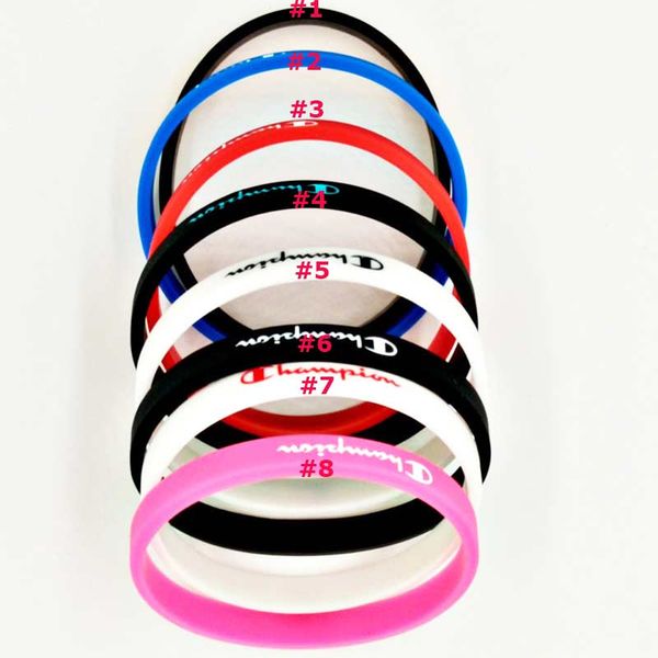 

Буквы Браслет Силиконовый Спортивный Браслет CHAMPI Дизайнер Резиновый Браслет Люб