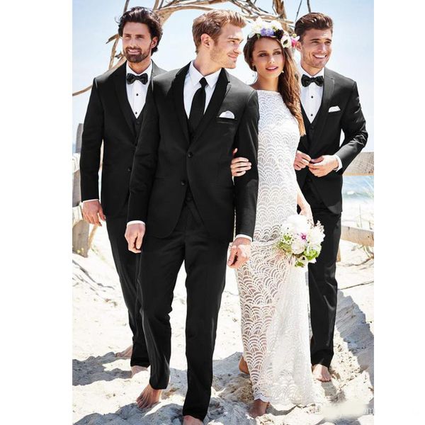 

handsome black slim fit wedding clothing two pieces notched lapel 2 buttons groom wear tailor suit set(blazer+pant, Black;gray