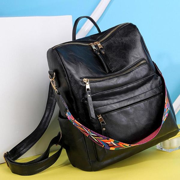 

retro large backpack women pu leather rucksack women's knapsack travel backpacks shoulder school bags mochila backpack