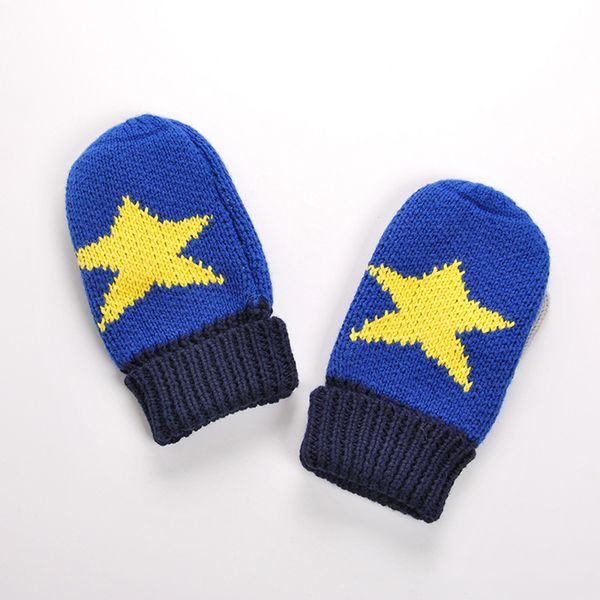 

fashion-boys kids warm winter knit gloves cartoon star pattern knit gloves - size m cute mittens for children christmas gift, Blue;gray