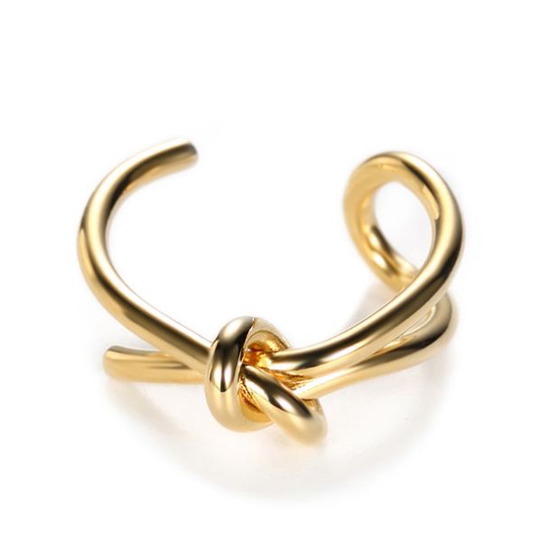 

srcoi двойной твист узел костяшки кольцо минималистский золото серебро цвет металла открыть регулируемое кольцо модные украшения для женщин, Golden;silver