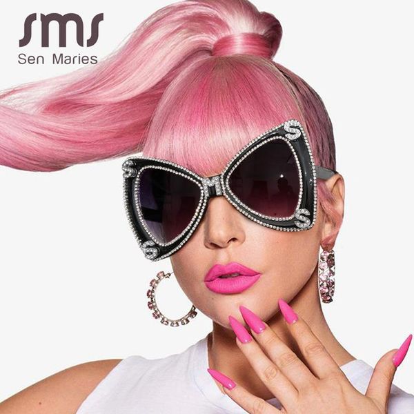 

sen maries diamond sunglasses women 2020 luxulry brand butterfly oversized sunglasses men vintage crystal glasses uv400 oculos ojmqe