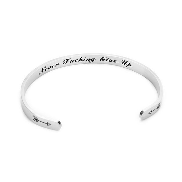 

Mayforest 6mm Width Keep Buck Going on Stainless Steel Bangle Lettering Jewelry Fashion Punk Men Jewelry Bracelet Lettering Carved, Black