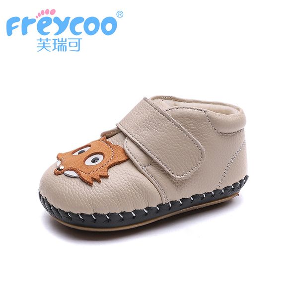 

freycoo 2018 kids shoes winter baby toddler lovely boys shoes beige animal prints genuine leather warm cotton