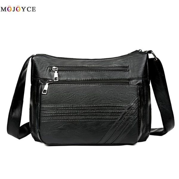 

vintage women soft washed leather crossbody bags retro solid casual handbag