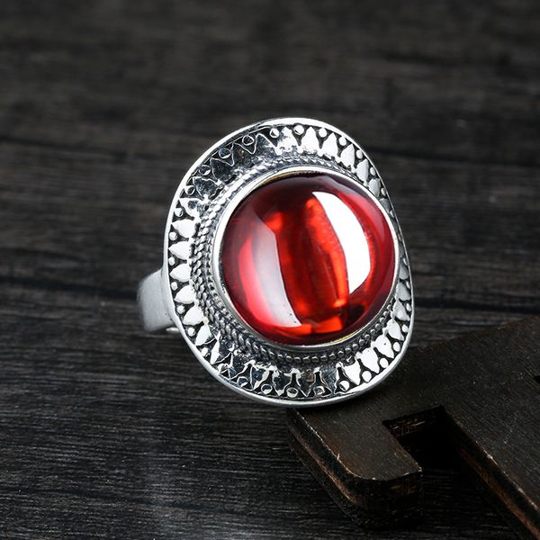 

10*10mm not fake s925 sterling silver australia ruby rings good taste rings handicraft gemstone retro chalcedony, Golden;silver
