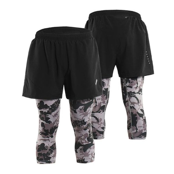 

arsuexo men's 2 in 1 running shorts men training marathon quick dry fitness gym training workout shorts leggings baseball pants, Black;blue