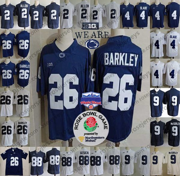

2019 penn state nittany lions #26 saquon barkley 9 trace mcsorley 2 keaton ellis 4 journey brown navy blue white ncaa psu jersey, Black