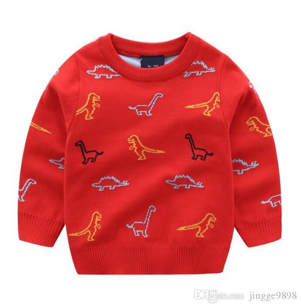 Fall And Winter 2019 New Boys Double Thickened Knitted Shirts Korean Edition Children S Multi Dinosaur Jacquard Pullovers For Dire Free Knitting