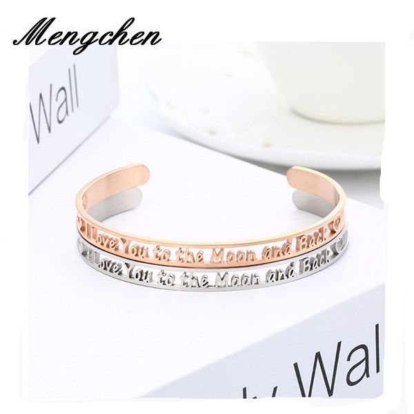 

5pcs/set engraved hollow out letter i love you to the moon cuff bracelet awareness jewelry inspirational gift for friendship bra, Black