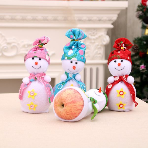 

1pc cute snowman doll gift apple peace fruit bag christmas eve party supplies flannel happy new year table decoration 8d