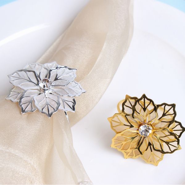 

flower napkin ring silver gold napkin ring for wed stainless steel table napkin holder ring table decoration