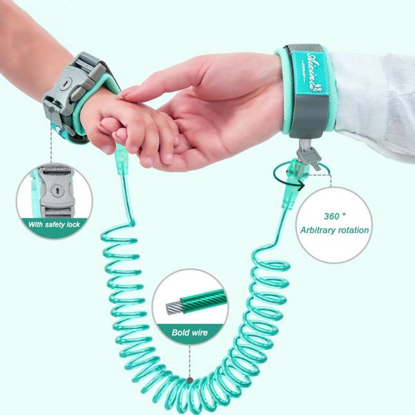 

360 ° anti потерянный wrist ссылка тяговый канат малыш детские ремни безопасности поводок ремешок наручные замок два цвета случайные доставк