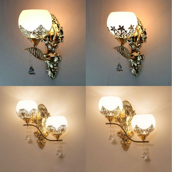 

nordic indoor deocr led wall lamp single/double heads gold wall light modern bedroom bedside corridor stairs aisle sconce lumina