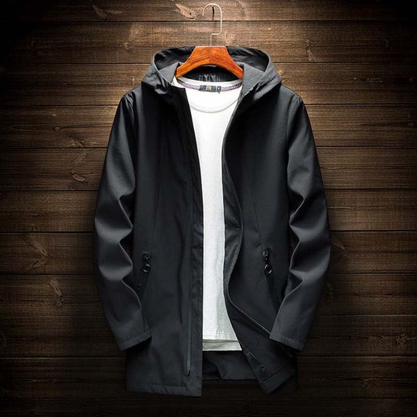 

oloey 2019 fashion black trench coat men casual long coat men spring autumn streetwear korean style hoodie long jacket, Tan;black