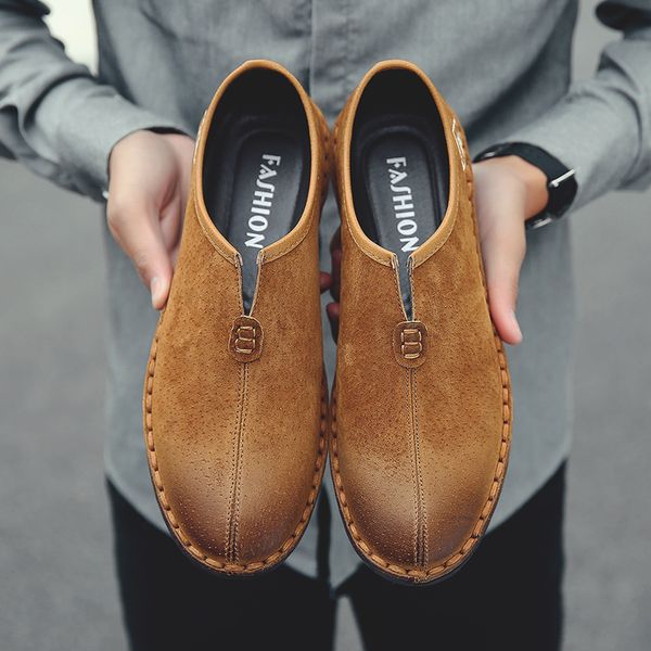 

spring men's casual shoes chinese style retro trend tide shoes wild peas men's breathable italian loafers driving, Black