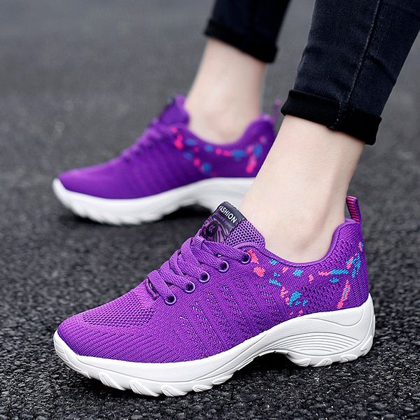 

new women running shoes ladies thick bottom platform outdoor sport sneakers female knit breathable walking jogging footwear