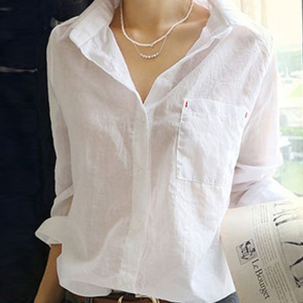 

spring shirts women cotton white shirt turn down collar long sleeve casual women