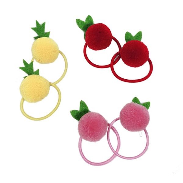

6pcs hair ties adorable decorative stretch plush ball ponytil holder hair accessories rope ring for baby girls kids, Golden;silver