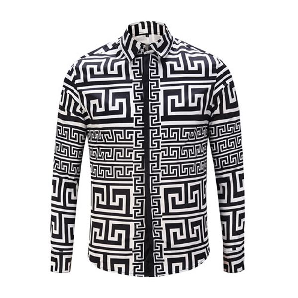 

европейский стиль копия большого бренд дизайнера нового печать цветных мужчины рубашка большого бренд дизайнер medusa рубашка хип-хоп bermud, White;black