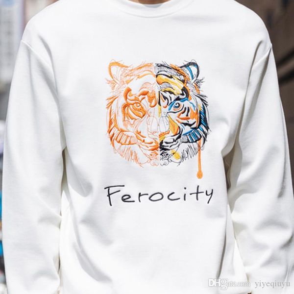 

kenzo hoodie 19ss вышивки головы тигра дизайнер свитер мужчина женщина высокого качества с длинным рукавом o-образным вырезом свитер женщин, Black