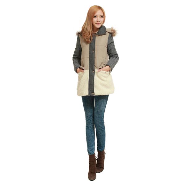 

2019 long cotton coat down thick coat female warm winter women fur collar long parka plus size lapel casual womens outwear, Tan;black