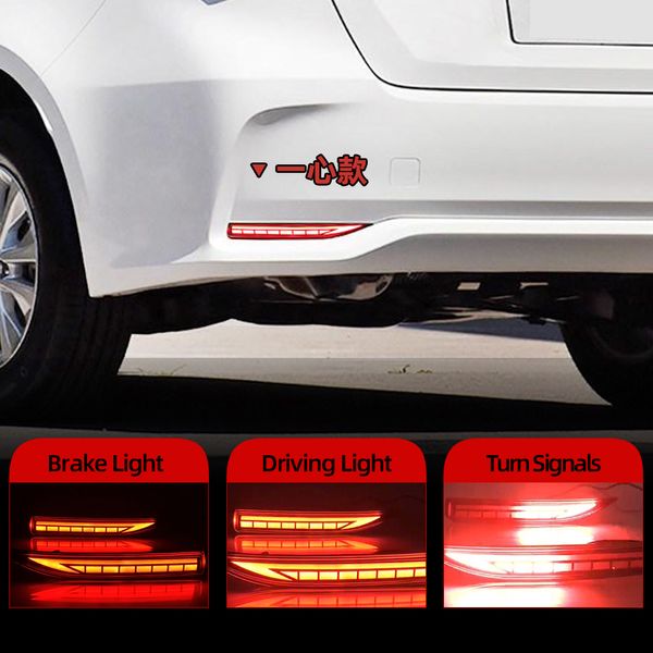 

2pcs for corolla 2019 2020 multi-function car led rear fog lamp bumper light brake light dynamic turn signal reflector