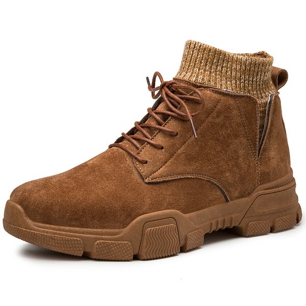 

dudeli vintage men boots suede leather western ankle boots men waterproof winter work casual shoes sneakers cowboy botas, Black