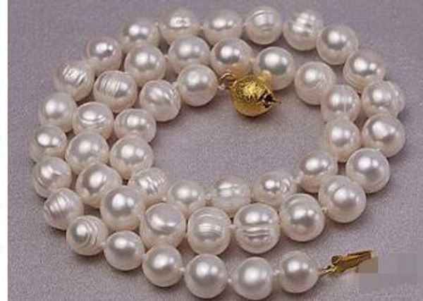 

fashion 8-9mm white round cultured freshwater pearl necklace 18", Silver